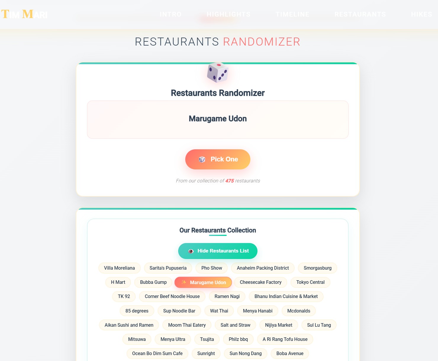 Restaurant Randomizer