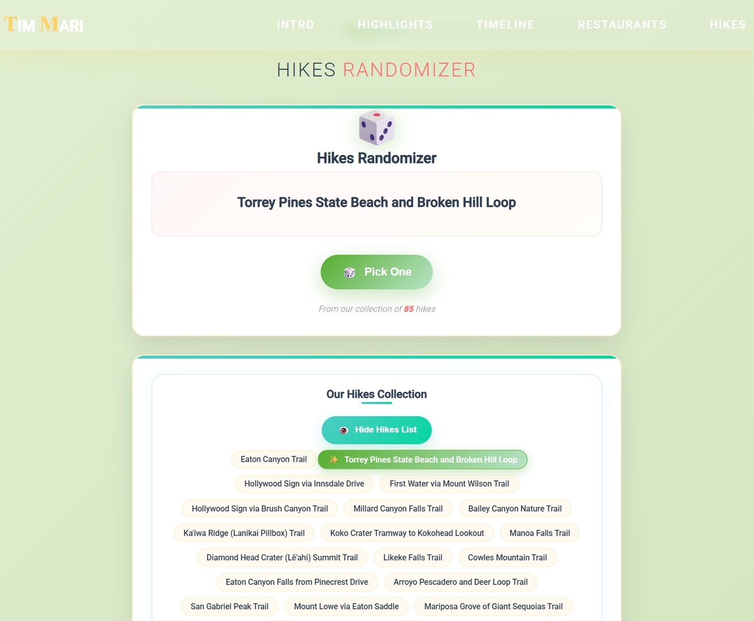 Hike Randomizer